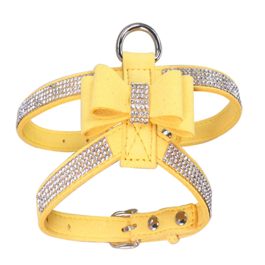 New Bling rhinestone Pet Puppy Dog Harness Velvet Leather Leash for Small Dog Puppy Cat Chihuahua 5
