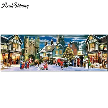 

Santa full square/round Diamond Embroidery Christmas downtown street Diy 5D Diamond Painting Rhinestones Mosaic Big Size FS7023