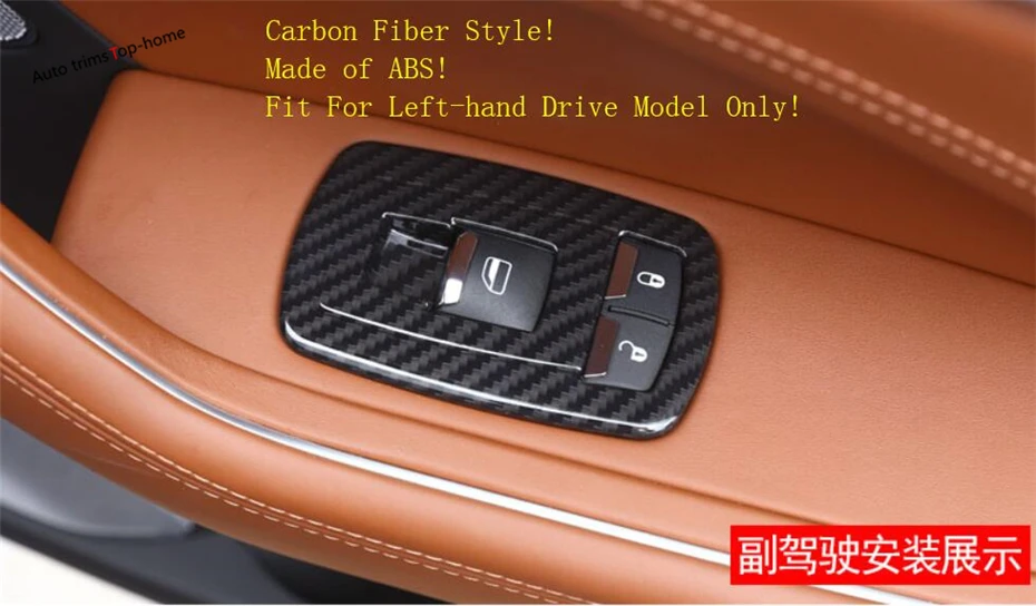 Yimaautotrims Inner Armrest Window Lift Button Panel Cover Trim For Maserati Levante- Matte Carbon Fiber ABS Interior