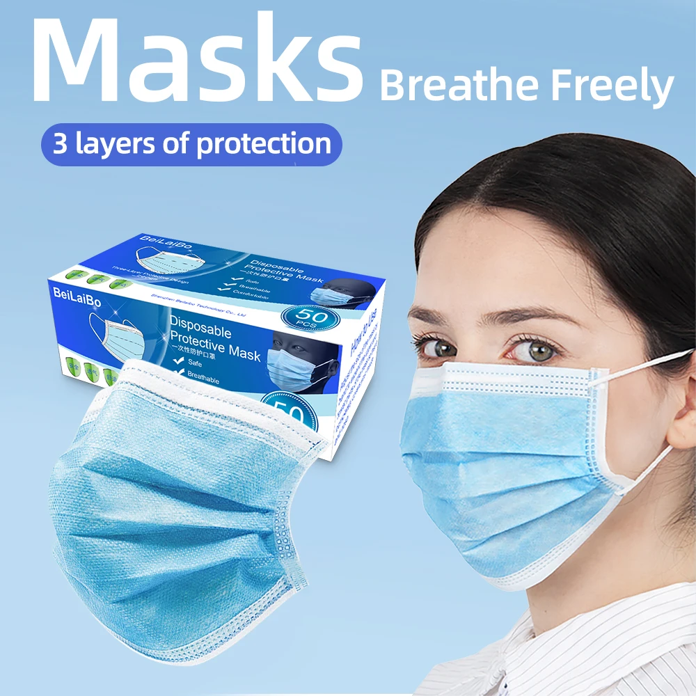 

Face Mouth Masks Nonwoven Fabric masks prevent Anti virus formaldehyde Dust Bad Smell masks 3 lays masks 200pcs N02062