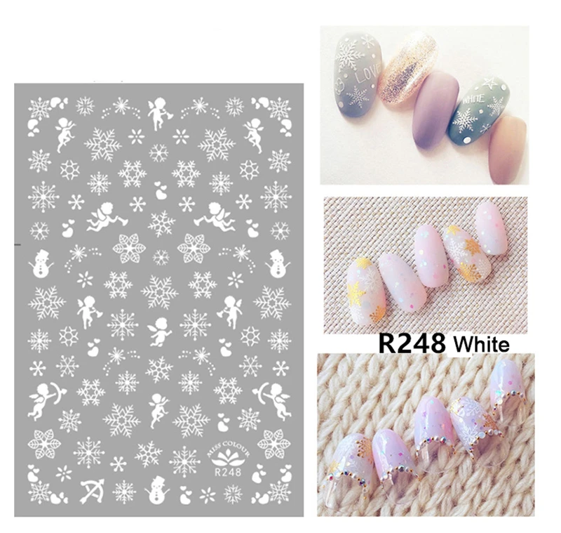 Nusx 1 Sheet Christmas Snow Flower Lace Nail Art Sticker Decals Tips Tool 3D Wraps Stamp 4