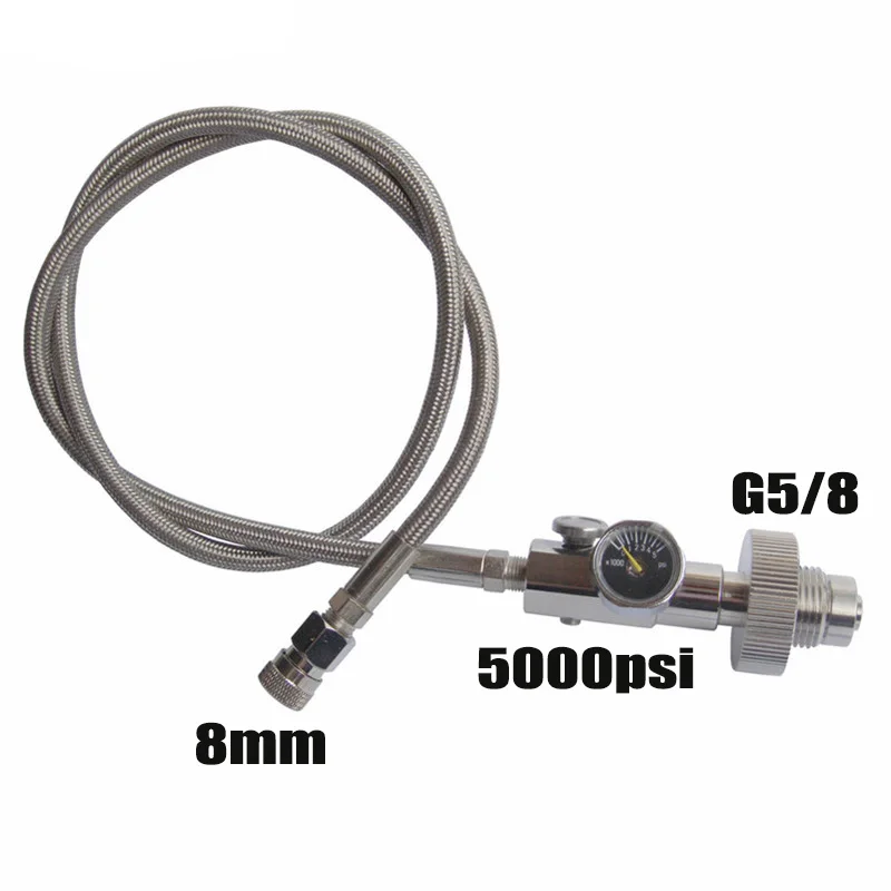

TOtrait Paintball Tank HPA High Pressure Air Scuba DIN Fill Station Adapter with 36" Stainless Whip