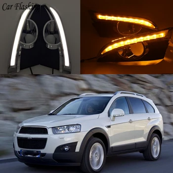 

Car flashing 2PCS 12V LED DRL Daytime Running Lights with fog lamp hole For Chevrolet Captiva 2011 2012 2013 turn Signal Relay