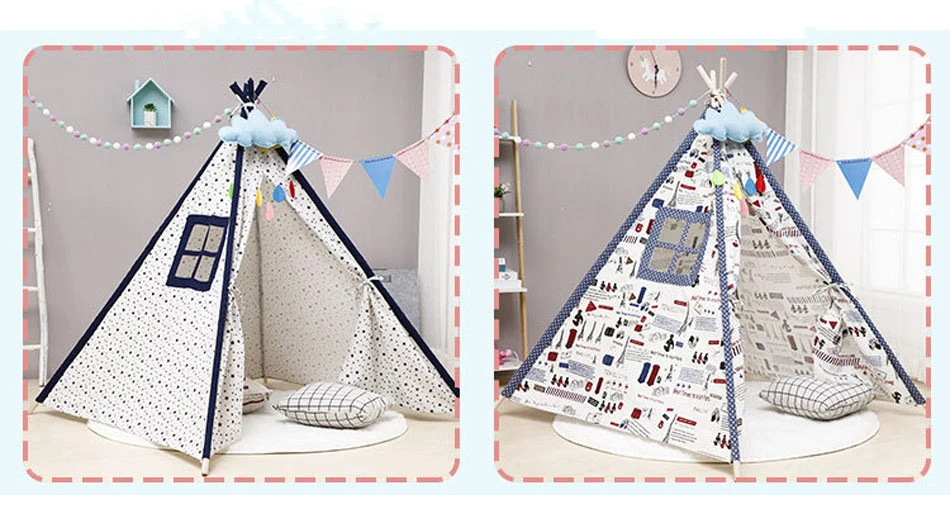 18 Types Baby Portable Canva Tipi Folding Indoor Children Tent Teepee Original Triangle Indian Kid Tent Wigwam Little Play House