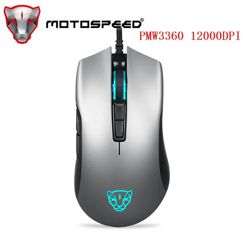 SilverPMW3360 Motospeed V70 Проводная игровая мышь USB PMW3360 12000 dpi компьютер RGB светодиодный многоцветная подсветка отправка с коробкой с ковриком для мыши - Цвет: SilverPMW3360