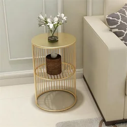 Table basse nordique en fer doré Simple, salon, minimaliste, lit en marbre, petite Table canapé avec étagère de rangement 