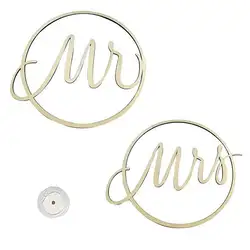 Горячая-Mr & Mrs свадебный стул знаки цветочный обруч каллиграфия деревянный подвесной круг набор