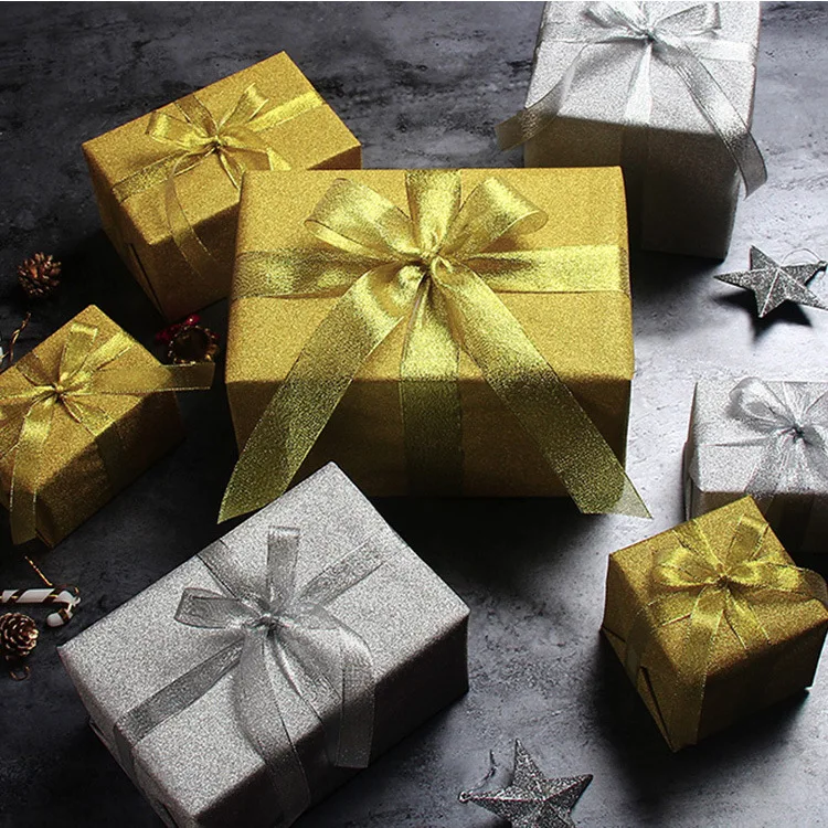 6MM-50MM 25yards/Roll Gold/Silver Silk Satin Ribbon For Handmade Bow Craft Wedding Christmas Decoration DIY Card Gift Wrapping