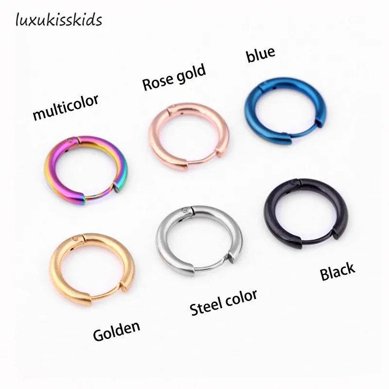 

LUXUKISSKIDS 5 Colors Gold Black Hoop Septum Nose Earrings Circle 316L Stainless Steel Hoop Earring Set For Women Girls Jewelry