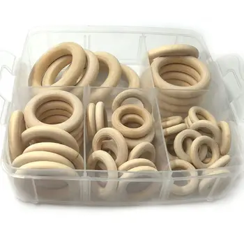 

Wooden Rings Natural Wood Rings for Craft DIY Baby Teether Pendant Connectors
