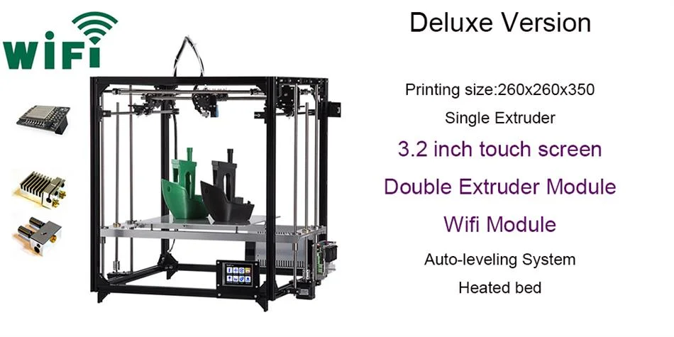 Double Touch E Новейший Flsun 3d принтер двойной экструдер большая площадь печати 260*260*350 мм сенсорный экран 3d принтер комплект с подогревом кровать wifi модель - Цвет: Double Touch E