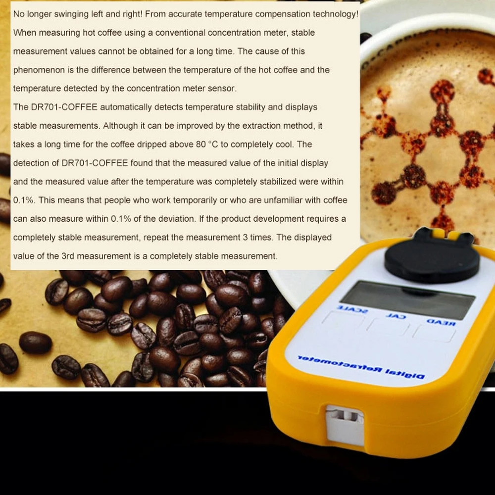 

Brix Coffee Sugar Meter TDS 0-25% Concentration Refractometer Digital Portable Electronic Refractometer Measuring Tools Analyzer
