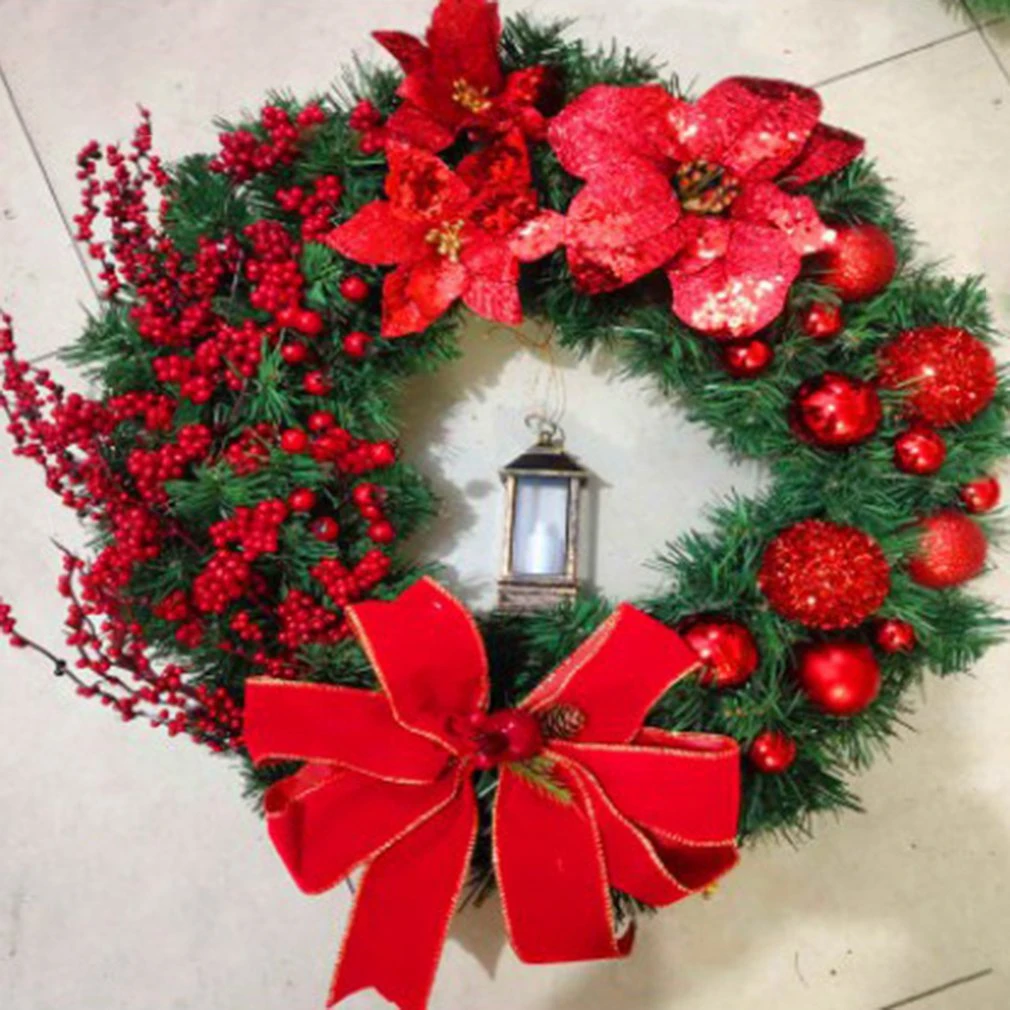 Corona de ratán navideña, ramas naturales de pino, bayas y conos de pino,  suministros de Corona de Navidad, decoración de la puerta del hogar para  Año Nuevo|Colgantes y adornos en forma de