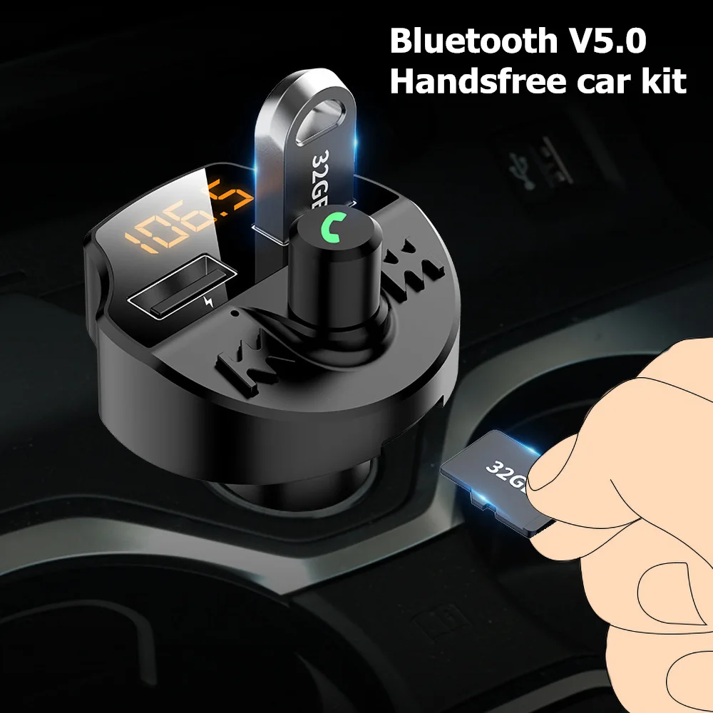 Bluetooth 5,0 fm-передатчик Handsfree USB TF карта AUX автомобильный Радио музыкальный адаптер цифровой дисплей напряжения 3.1A+ 1,5 USB зарядное устройство