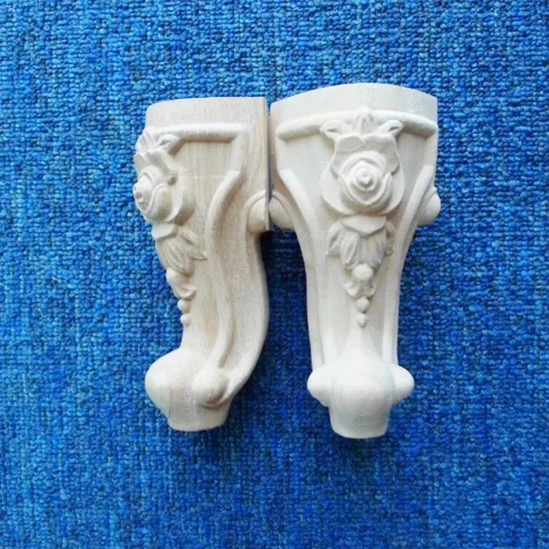 1pcs Furniture With Solid Wood Legs Carving Flower Sofa Seat TV Cabinet Feet, No Paint Drop Ship，Furniture Feet Replace