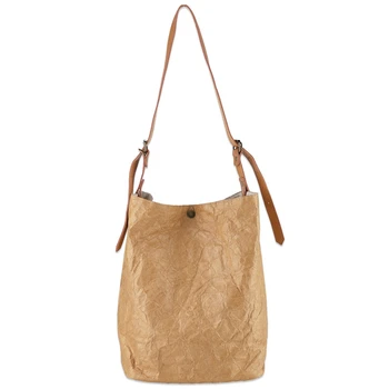 

Paper Tote Bag Women's Kraft Bucket Bag Tote Bag Vintage Style Shoulder Bag Casual Tote Bag Shopping Bag