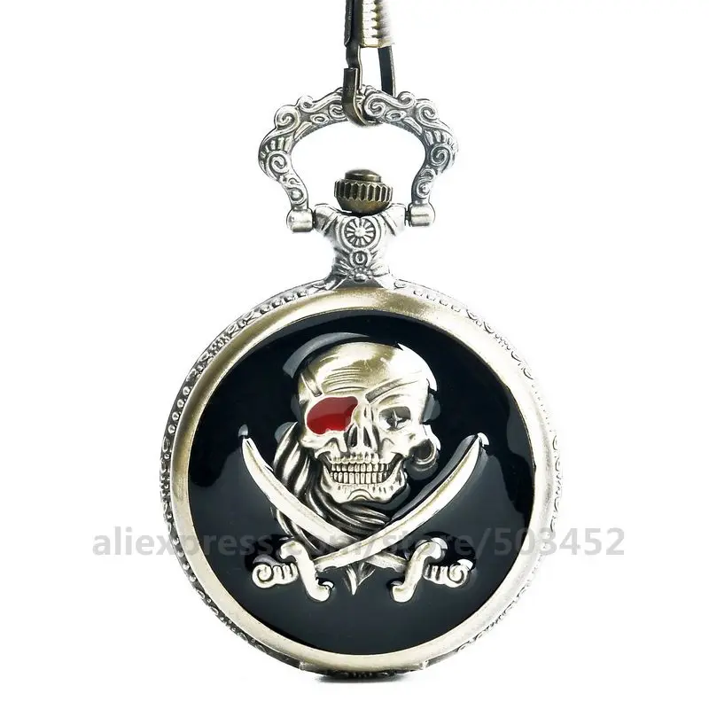100 шт/лот Blackground Cool Skull оригинальные карманные часы смешной кулон ожерелье часы с кварцевым механизмом подарок кварцевые часы вечерние игрушки