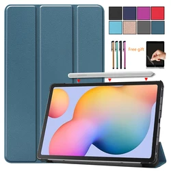 Coque en cuir PU à trois volets pour Samsung Galaxy Tab S6 Lite, 2020, 10.4, SM P610, SM P615, antichoc, avec stylet, étui pour tablette 