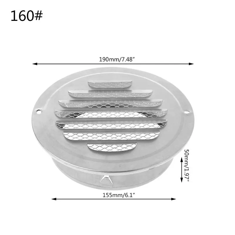 Нержавеющая сталь наружные стены вентиляционные решетки круглый воздуховод вентиляционные решетки 70 мм, 80 мм, 100 мм, 120 мм, 150 мм, 160 мм, 180 мм, 200 мм, мм - Цвет: 160mm