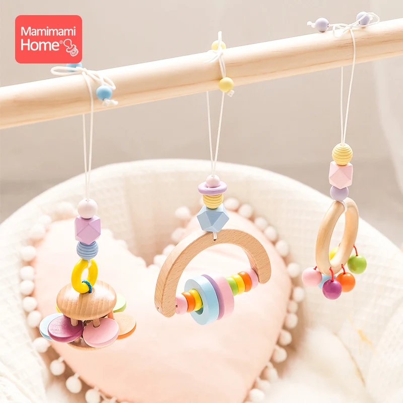 Mamihome детский деревянный прорезыватель, игрушки для спортзала, музыкальная деревянная погремушка, Пустые Подвески для грызунов, развивающие игрушки для новорожденных, детские товары