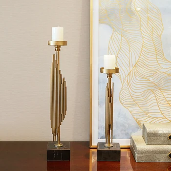 

Romantic Glamour Candle Holder Table Metal Modern Nordic Luxury Candle Holder Tall Gold Portavelas Home Decoration JJ60ZT