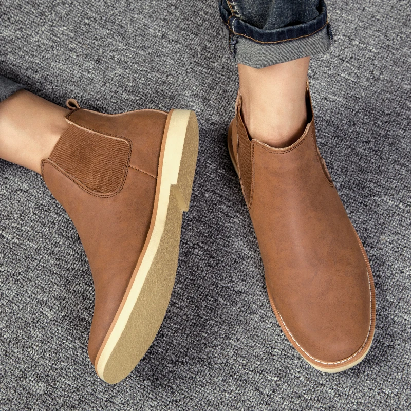

Men Boots 2018 New Winter Male Chelsea Boots for Mn Leather Ankle Boots Men Footwear Outdoor bot fashion Shoes Plus Size