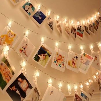 

10 20 40 LED Card Photo Clip Led String Fairy Lights Battery Operated Christmas Garlands Wedding Valentines Birthday Decoration