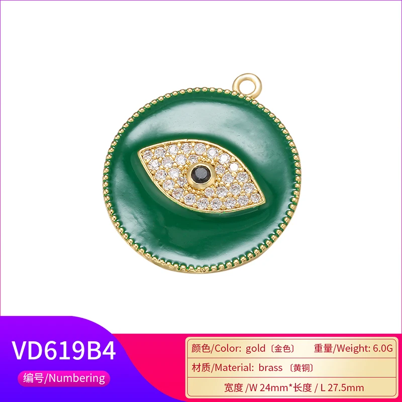ZHUKOU, 24x27,5 мм, латунная круглая подвеска в виде глаза с кристаллами для женщин, ожерелье, серьги, сделай сам, ювелирные аксессуары ручной работы, модель изготовления: VD619