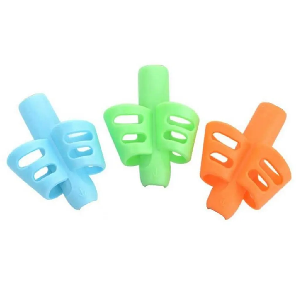 

soft silicone two-finger pen holder with ergonomic handle random color handwriting holder for children and adults