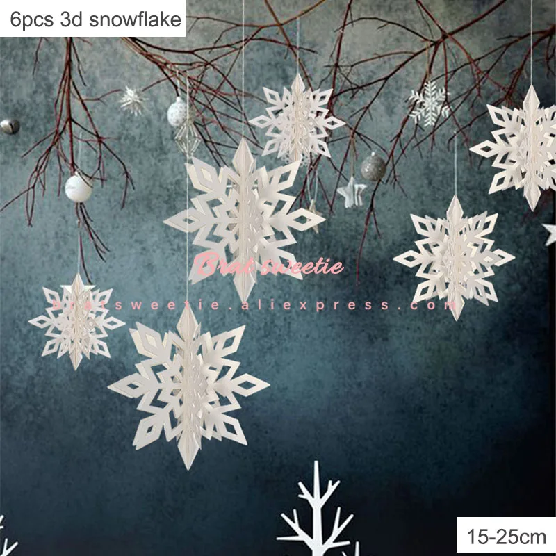 Ice Queen Party Snowflake Christmas Backdrop for Photography Vinyl Background Winter Kids Birthday Decorations Wall Decor - Цвет: 6pc white snow