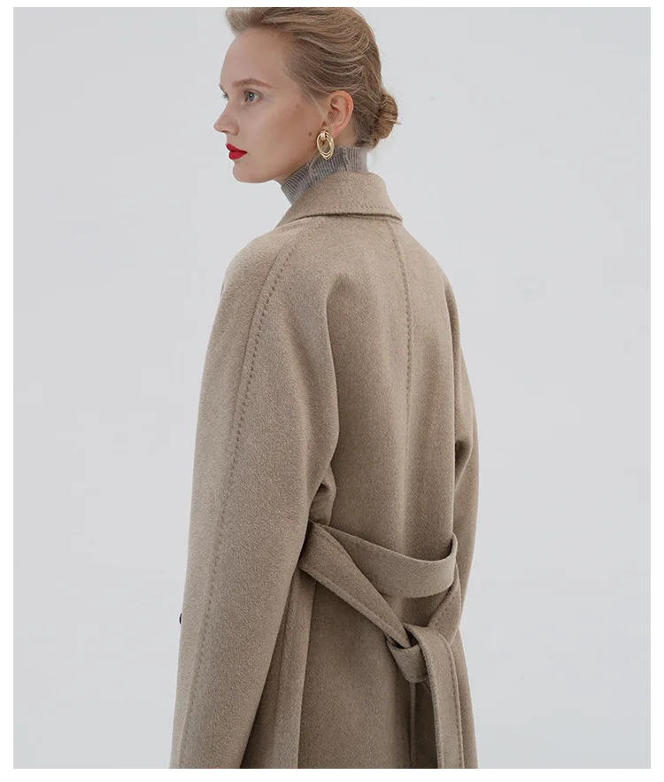 New style winter and autumn woolen overcoat oat color classic style female coats water ripple double-sided cashmere clothes
