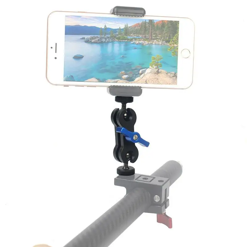 

Double Ball Head Shoe Mount Adapter For iphone Magic Arm 1/4" Screw Portable GPS Phone LCD Monitor DV Video Light DSLR Cam