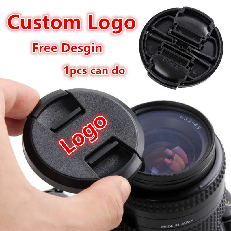 30pcs Custom Logo High quality 40.5 49 52 55 58 62 67 72 77mm center pinch Snap-on cap cover for all camera Lens | Электроника