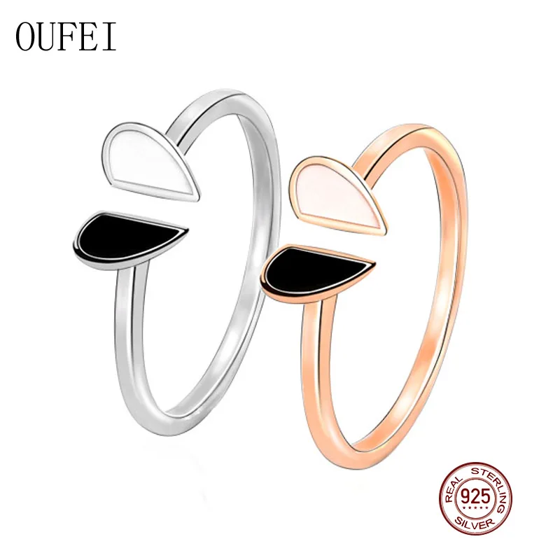 OUFEI Heart Ring For Women 925 Sterling Silver Rings Black And White Fine Rose Gold 2020 New Jewelry | Украшения и аксессуары