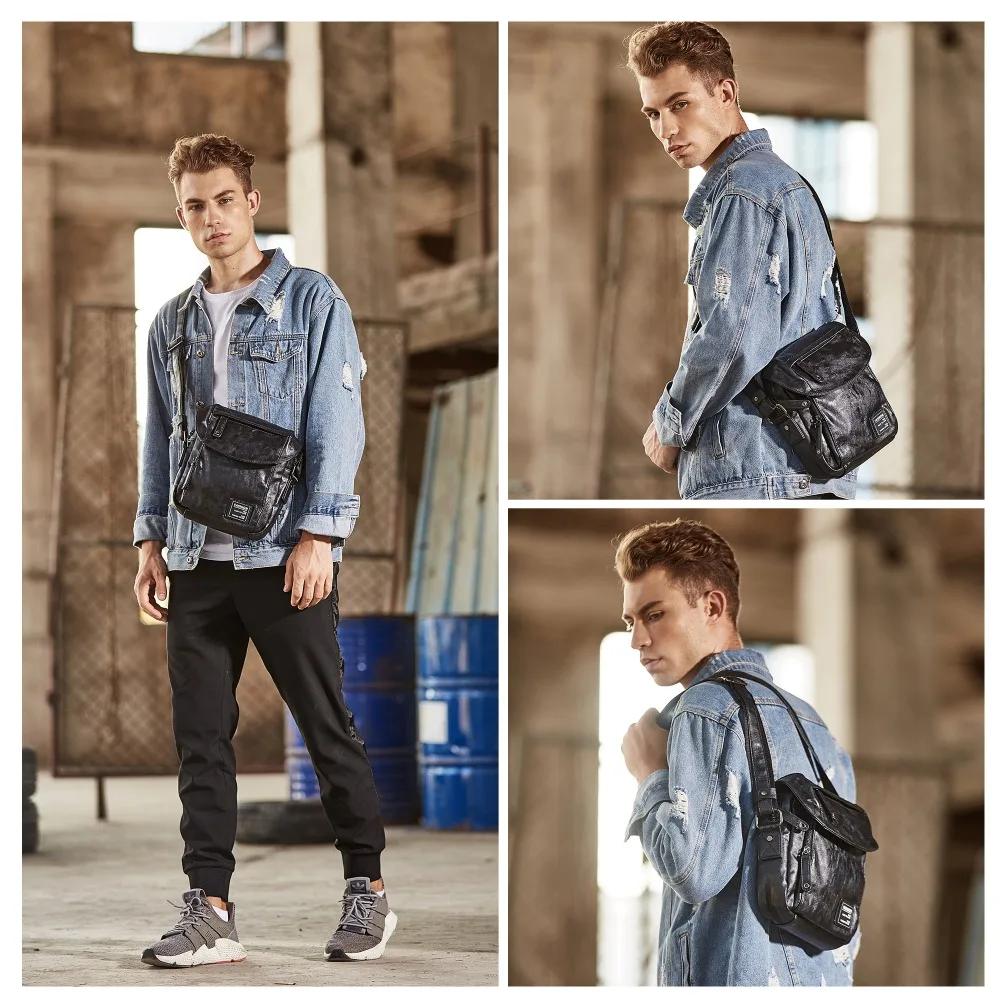 BISON DENIM модная мужская сумка из искусственной кожи Мужская маленькая через плечо