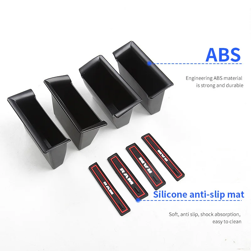 Car Front Door Handrail Sort Out Storage Box Auto Interior Accessories Silicone Anti-Slip Mat For Dodge Ram 1500 2019-2021