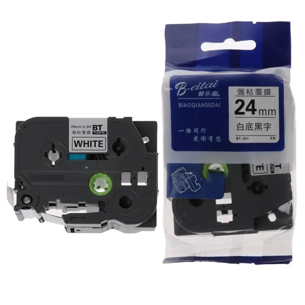 

Black on White Label Tape Ruban Compatible for Brother Tape tz251 tze251 24mm Suitable for office