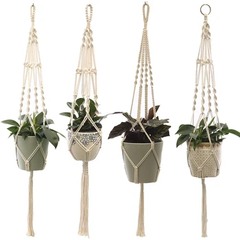 

Hot Sales Handmade Macrame Plant Hanger Flower /Pot Hanger For Wall Decor Courtyard Garden Hanging Planter Hanging Basket