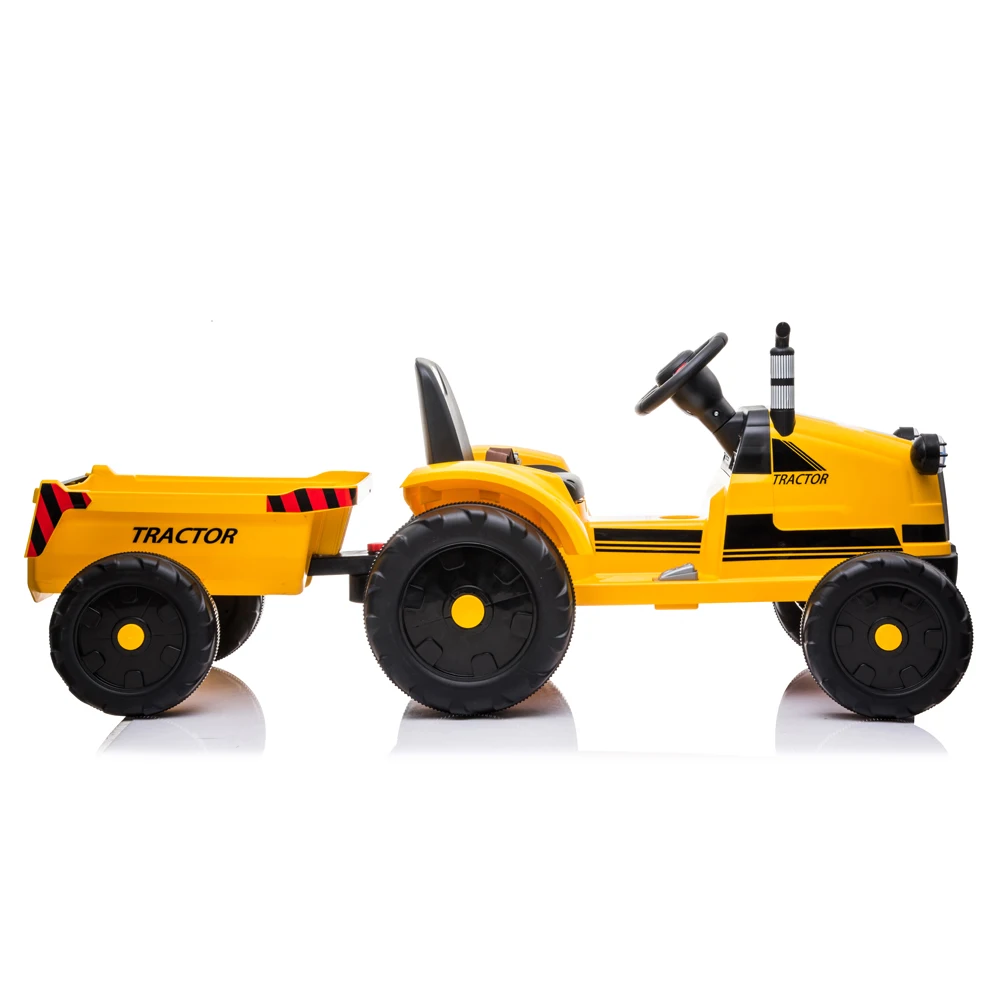 

Toy Tractor with Trailer 3-Gear-Shift Ground Loader Ride On with LED Lights