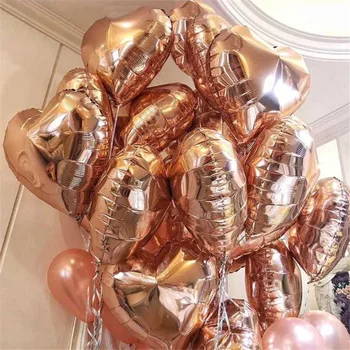 

50pcs/100pcs 18inch Balloons Rose Gold Heart Foil Balloons Birthday Wedding Decoration Anniversary Love Heart Party Supplies