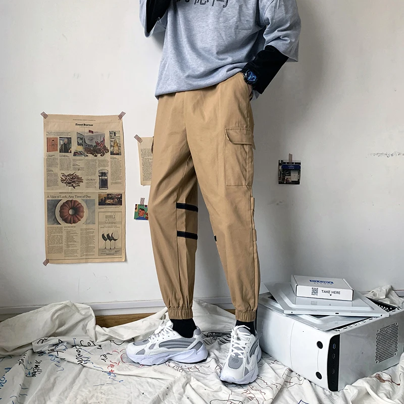 

Tooling Trousers Men Fashion Solid Color Casual Cotton Multi-pocket Overalls Men Streetwear Hip-hop Loose Joggers Sweatpants Man