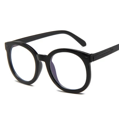 Модные голубые легкие очки анти-радиационные очки оправа для глаз женские прозрачные ретро старинные очки оправа мужские круглые очки - Цвет оправы: Black