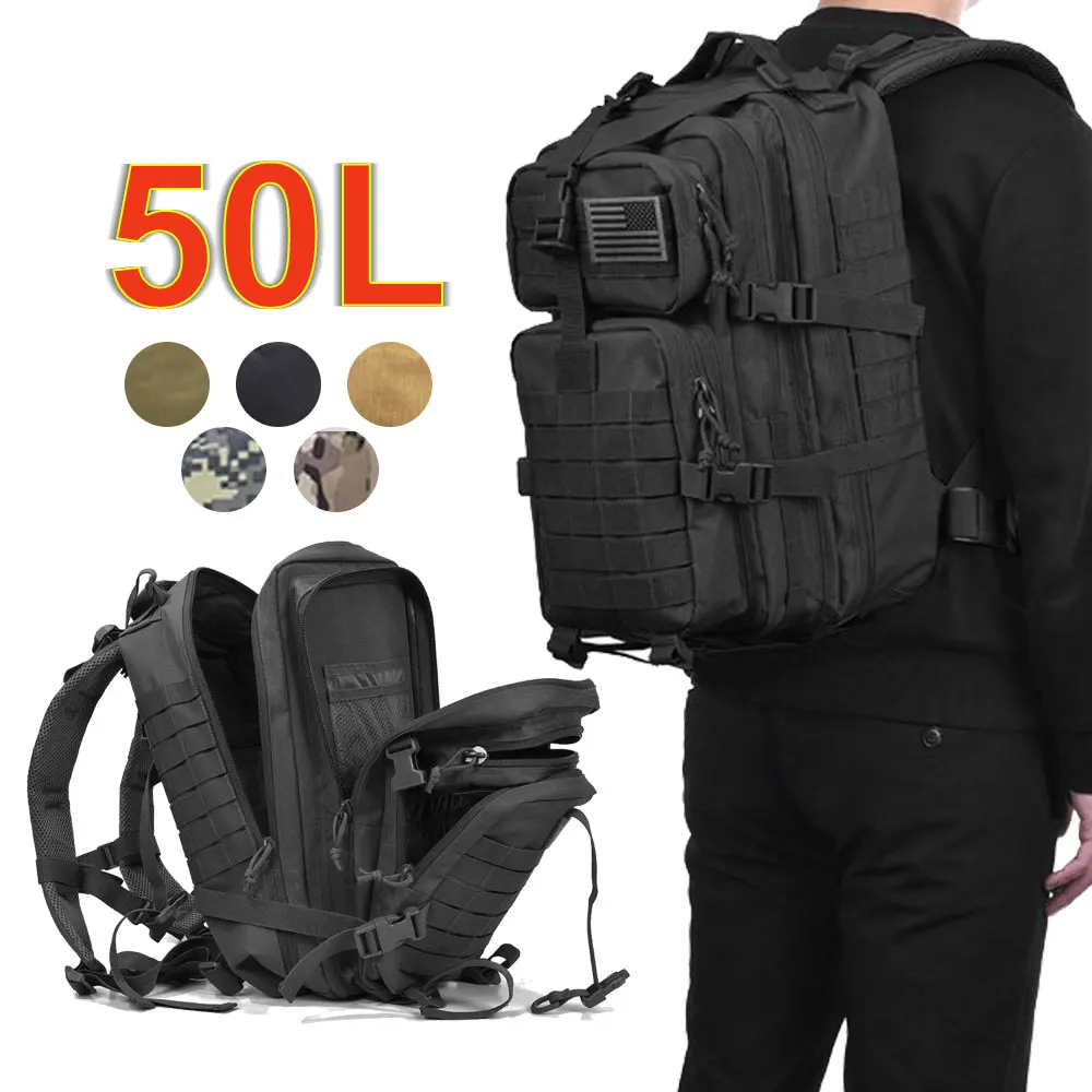 50L вместительный мужской армейский тактический большой рюкзак, водонепроницаемый, для спорта на открытом воздухе, походов, кемпинга, охоты, 3D рюкзак, сумки для мужчин|Сумки для альпинизма|   | АлиЭкспресс