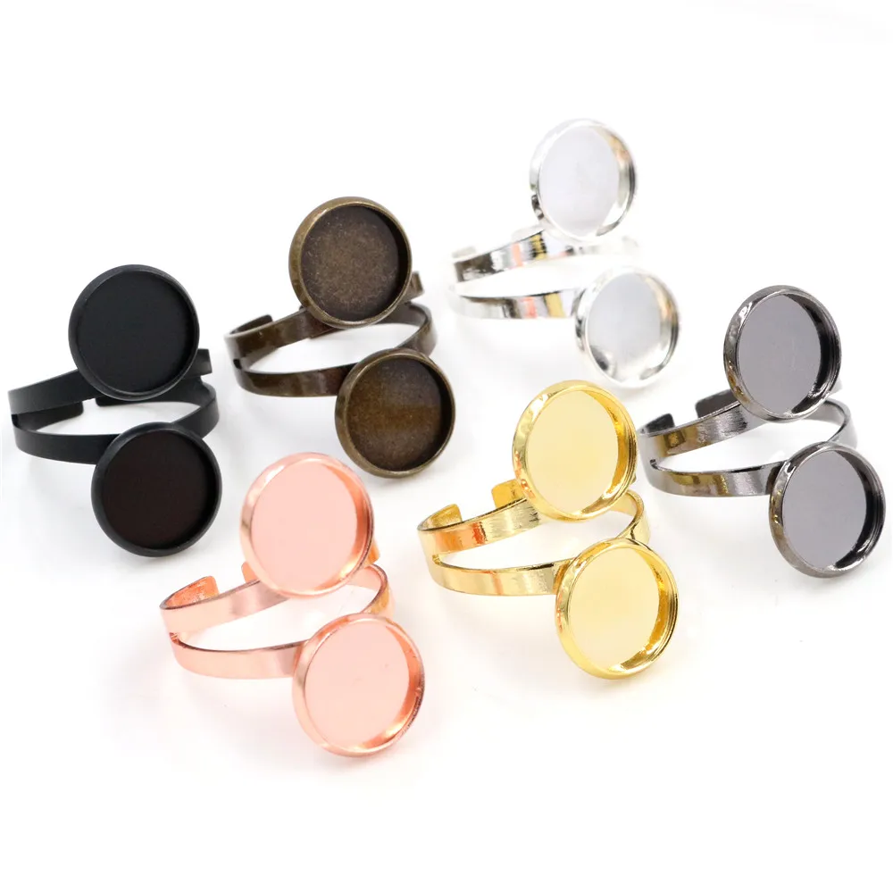 

5pcs/Lot 12mm Classic 4 Colors Plated Brass Adjustable Ring Settings Blank Base,Fit 12mm Glass Cabochons Buttons Bezels