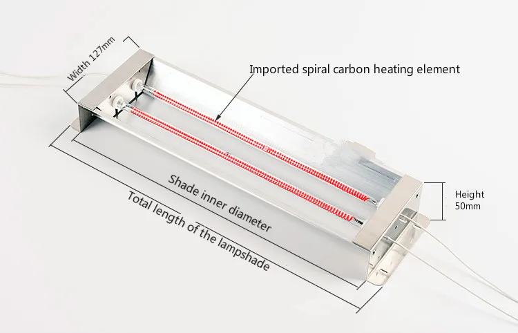 Углеродное волокно Двухтрубная инфракрасная лампа с золотой отражатель инфракрасный нагревательная лампа обогреватель углеродное волокно нагревательная Золотая трубка 400 Вт-2000 Вт