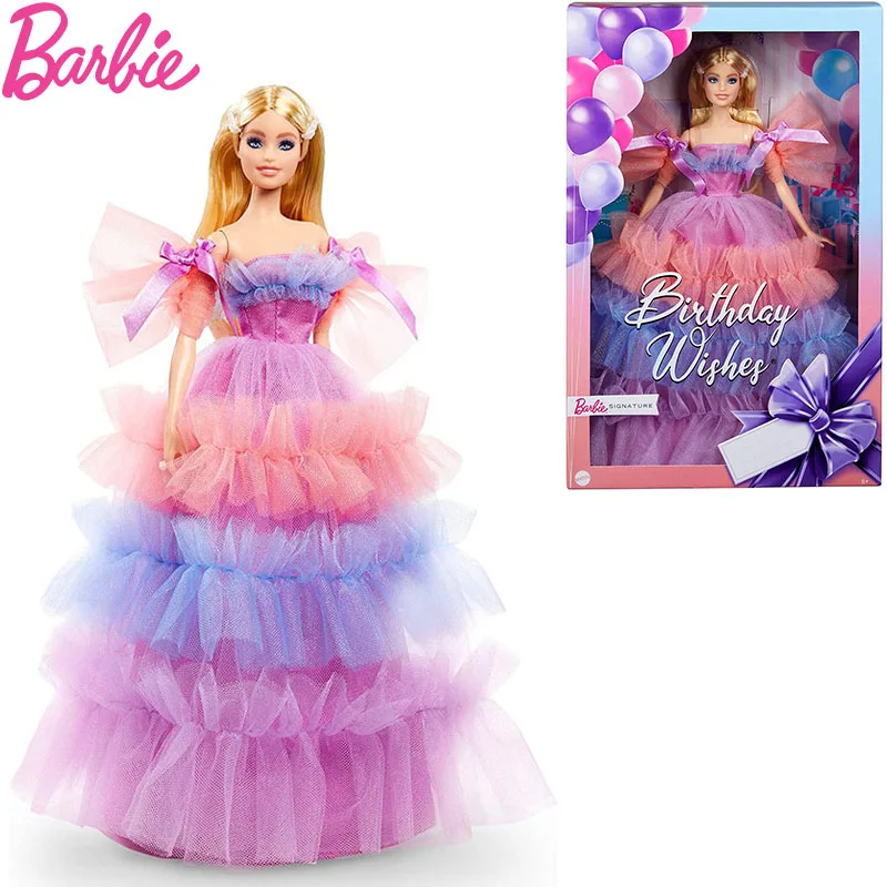 

Barbie Birthday Wisher Doll Blonde 13-Inch In Gown Humanoid Doll Girl Toy Birthday Gift Collection Fashion Doll