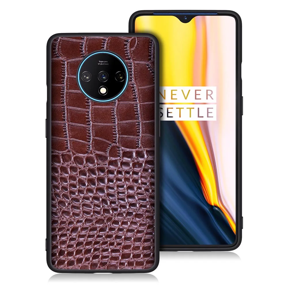 Противоударный чехол из натуральной кожи для телефо на для One plus Oneplus 7 7T про Pro T 7про 7tпро 7Pro 7TPro Oneplus7 Oneplus7t 6/8/12 128/256 ГБ Global - Цвет: Coffee