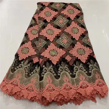 

African Lace Fabric 2020 High Quality Rhinestones Nigerian Lace Fabric Embroidery Tulle French Lace Fabric for Women dress