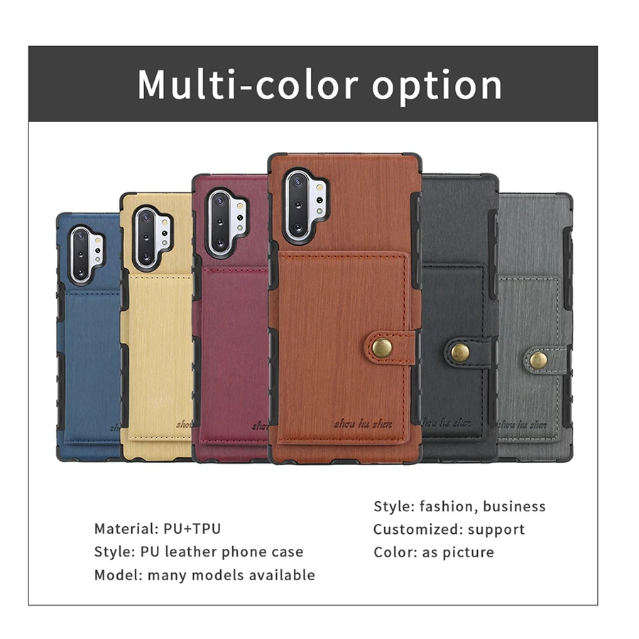 Luxury Leather Phone Wallet Case For Samsung Galaxy Note10 Plus 8 9 S10 9 8 plus PC TPU Cover For samsung s10 9 8 note10 8 case