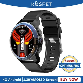 

KOSPET OPTIMUS PRO Smartwatch Men 3GB 32GB Duan System 8.0MP 800mAh AMOLED 4G Android Smart Watch WIFI GPS support sim card